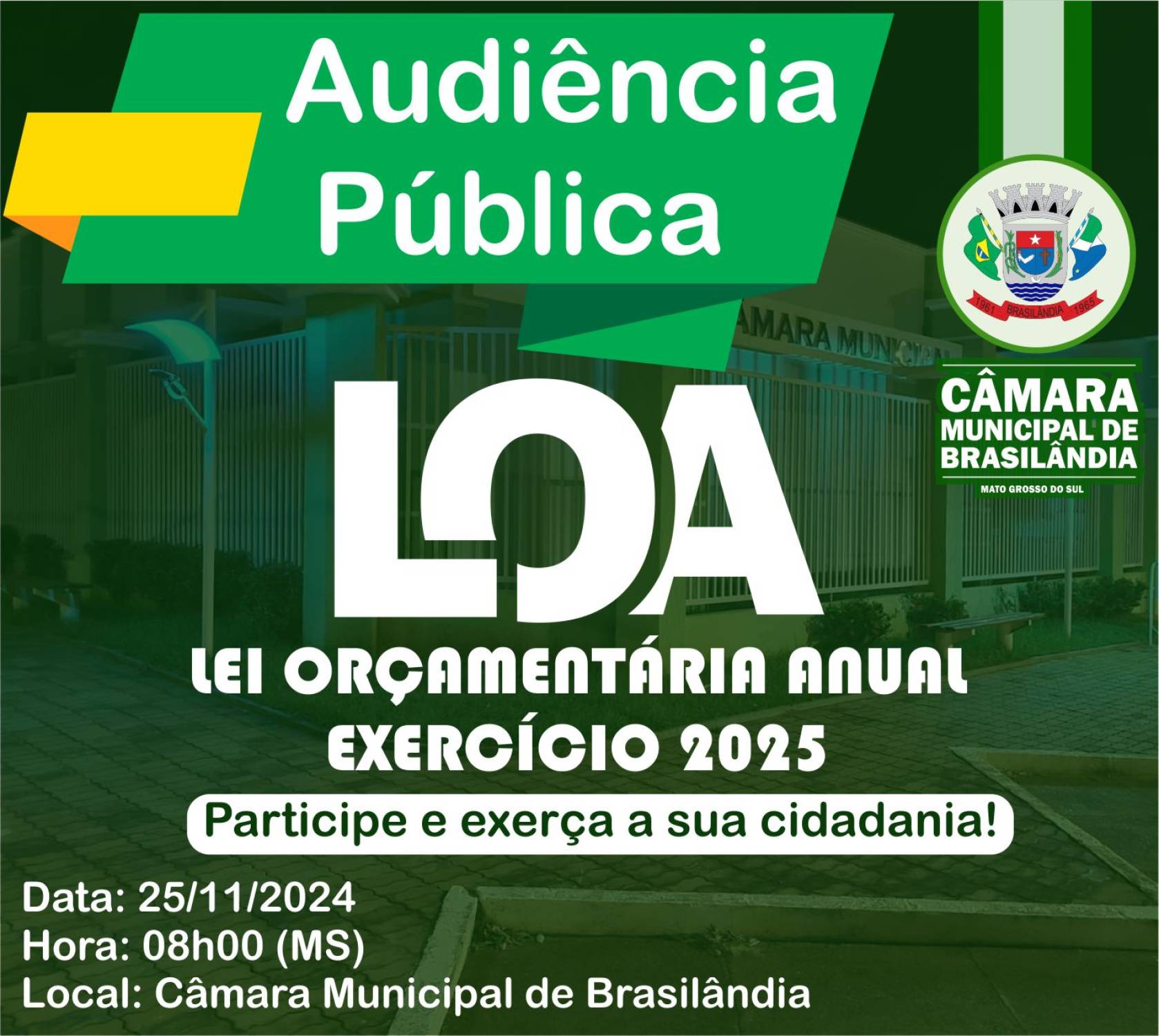 Convite para Audiência Pública - Lei Orçamentária Anual (LOA) 2025